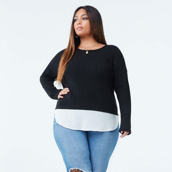 Plus Size Ribbed Combo Top NWT - Picture 1 of 4
